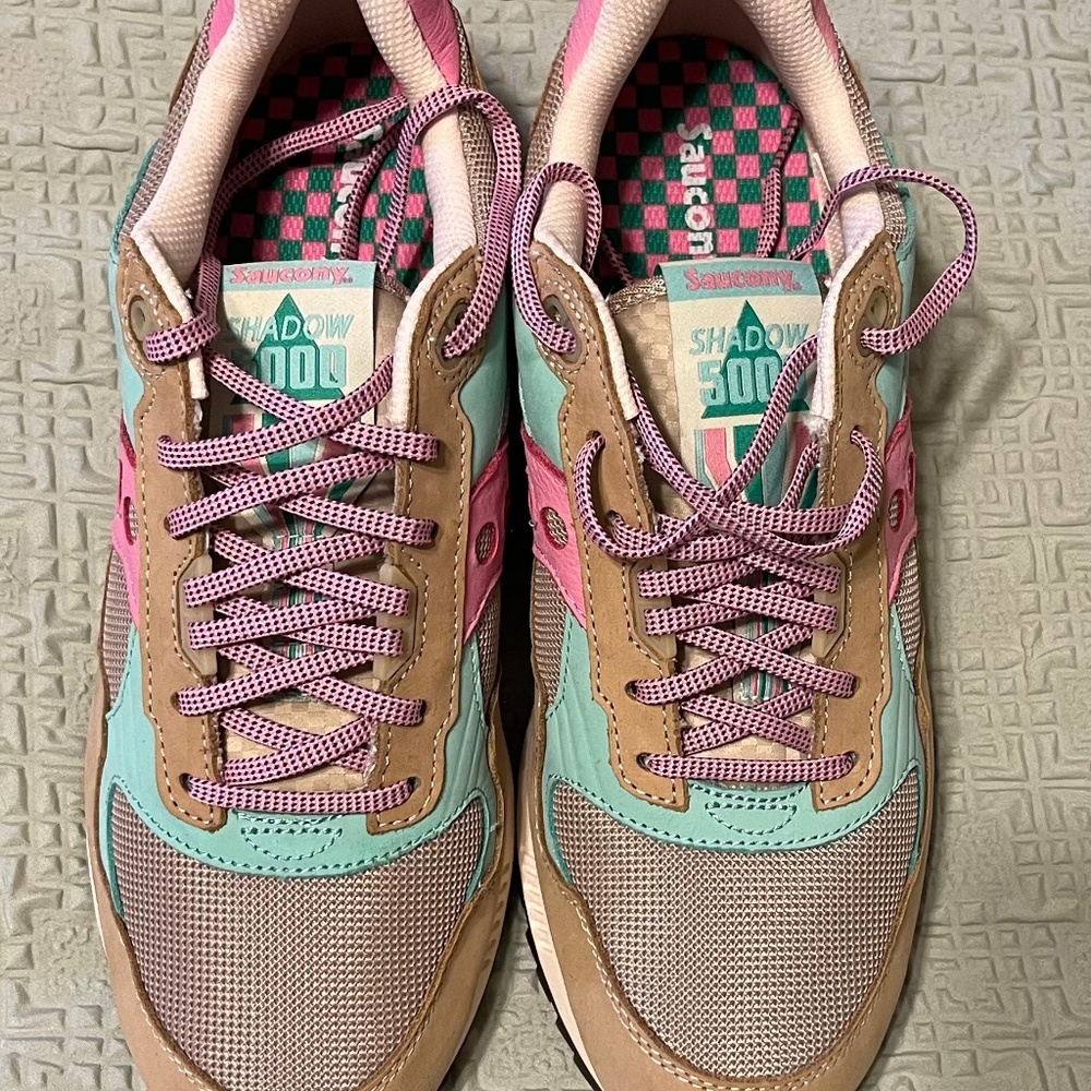 Saucony Shadow 5000 shoes Pink Teal Tan NEW WITHOUT BOX - Picture 3 of 8